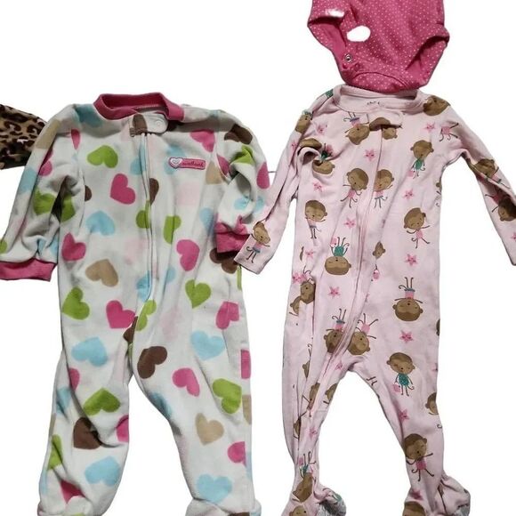 Baby Girl Sz 6M Lot of 10 Pajamas Tops Bottoms Carter's Jessica Simpson - Picture 3 of 8